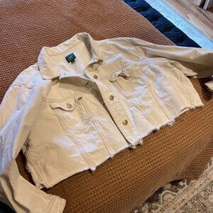 Cropped White Jean Jacket